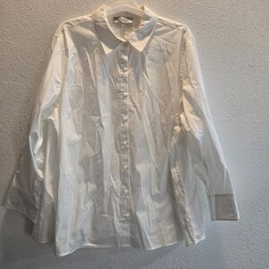 Kasper White Long Sleeve Button Down Blouse 3X Nwt Business